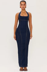 Sexy U Collar Slim-Fitting Patchwork Dress