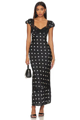 Polka Dot Lace Slip Midi Dress
