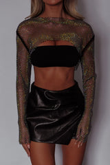 Last Call Fishnet Crop Top Black