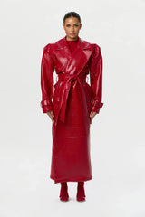 Vegan Leather Croc Trench Coat