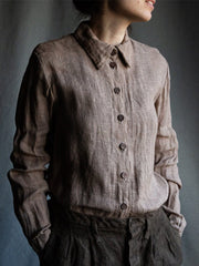 Solid Color Cotton And Linen Shirt