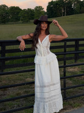 Lace Insert V-Neck Sleeveless Maxi Dress