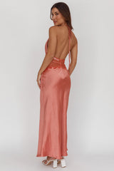 Tarly Lace Waist Halter Maxi Dress Rose