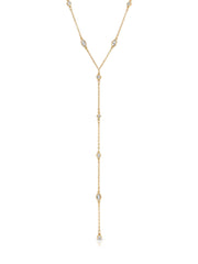 Simple Crystal Dot Lariat Necklace