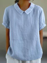 Solid Color Cotton And Linen Top