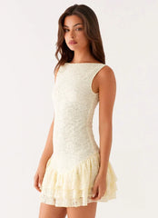 Manuka Ruffle Mini Dress - Yellow