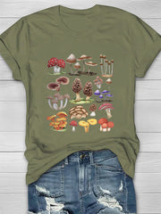 Various Mushrooms Printed Crew Neck Women's T-shirt