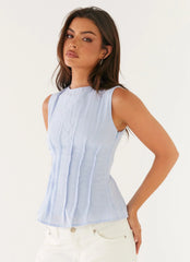 Franco Tie Back Top - Blue