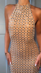Sexy Sleeveless Halter Backless Sequins Dress