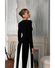 sexy black and white patchwork dress