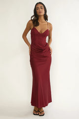 Faelis Draped Waist Maxi Dress Wine