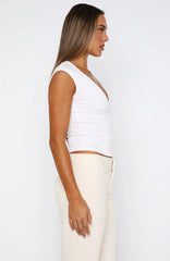 About Us V Neck Top White