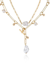 Deep Water Pearl Lariat Necklace