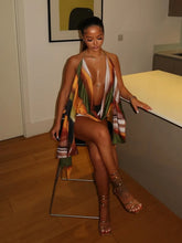 Gradient Halter Deep V Draped Asymmetric Top