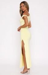 Little Bit Dramatic Maxi Dress Lemon