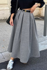 Retro A-Line Pleated Midi Skirt