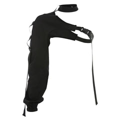 Boho Irregular One-Sleeve Hooded Leather Techwear Arm Warmer Collection