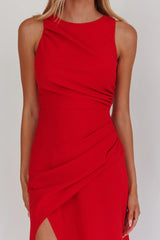 Firelights Lace-Up Back Maxi Dress Red