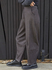 Striped High Waisted Tweed Women's Pants
