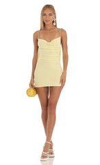 Lace Open Back Dress in Yellow