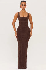 Sexy U Collar Slim-Fitting Patchwork Dress