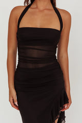 Lorely Halterneck Mesh Maxi Dress Black