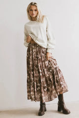 Maxine Floral Skirt in Brown FINAL SALE