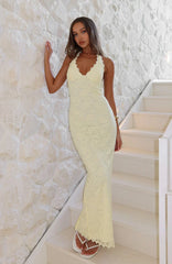 Destiny Lace Maxi Dress Lemon