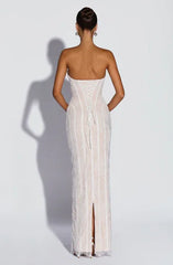 French Lace Corset Strapless Mermaid Maxi Dress | Luxury Elegant Lace-Up Waist-Cinching Slimming Evening Gown