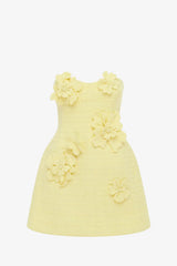 Rosario Tweed Petal Bustier Mini Dress - Sorbet Yellow