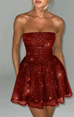 Strapless sequin-MINI DRESS