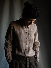 Solid Color Cotton And Linen Shirt