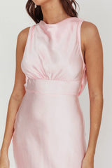 Isabella Satin Backless Maxi Dress Pink