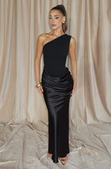 One-Shoulder Ruched Satin Mermaid Gown