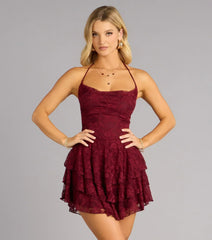 Flirt First Lace Tiered Skater Dress