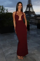 Halter Cutout Lace-Up Waist Bodycon Maxi Evening Dress
