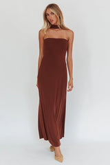 Damsel Reverse Halter Maxi Dress Chocolate