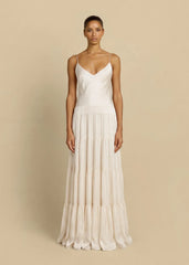 Satin Cami Tiered Ruffle Maxi Dress