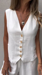 Cotton and Linen Vest Set