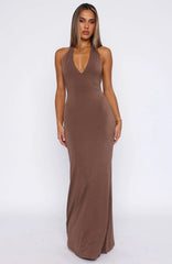Written In The Stars Halter Maxi Dress Chocolate