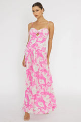 Amanie Ruched Waist Maxi Dress Pink