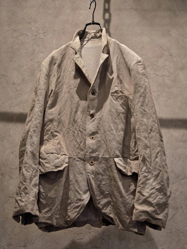 Cotton And Linen Long Sleeve Solid Color Jacket