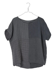 Striped Round Neck Cotton Linen Women's Short Sleeve