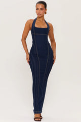 Sexy U Collar Slim-Fitting Patchwork Dress