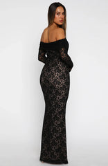 Be My Peace Lace Long Sleeve Maxi Dress Black