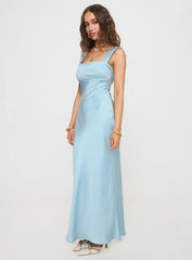 Radioactive Bias Cut Maxi Dress Ice Blue