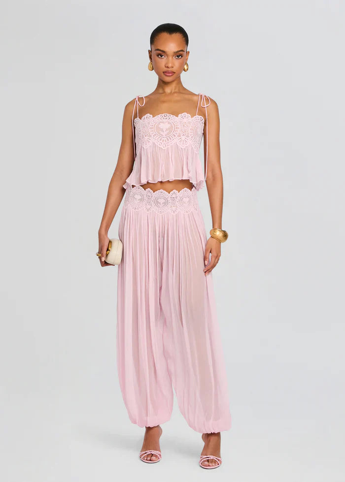 Lace Trim Cami Top & Wide Leg Pants Set