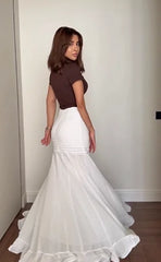 High-Waisted Sheer Striped Chiffon Mermaid Maxi Skirt