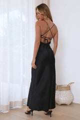 It's Giving Style Satin Maxi Dress Black