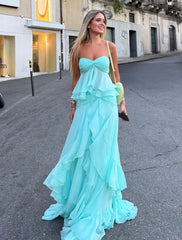 Strapless Twist-Front Tiered Ruffle Maxi Dress